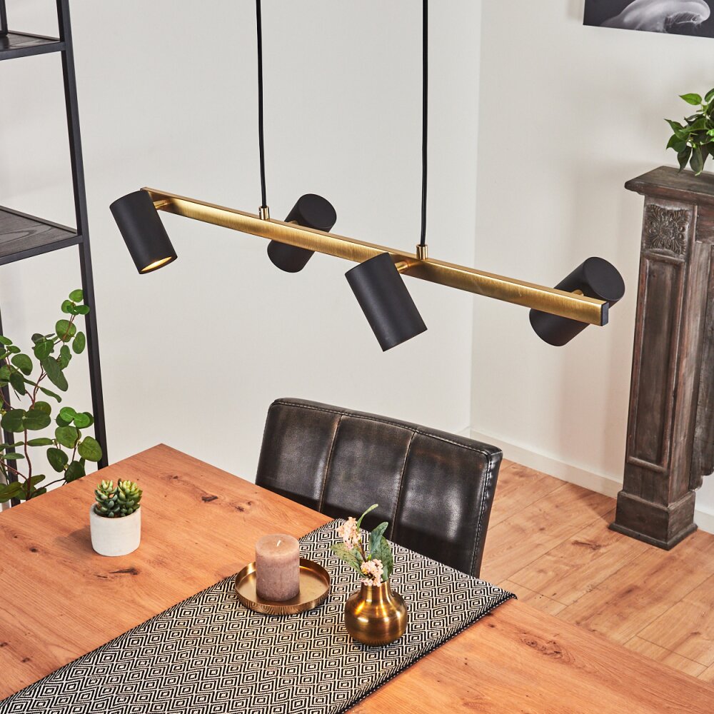 Zuoz Lampa Wisząca Mosiądz, Czarny, 4-punktowe main product photo