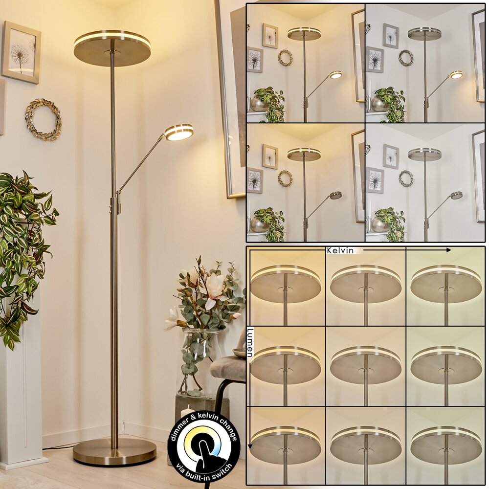 Huallilemu Lampa Stojąca oświetlająca sufit LED Nikiel matowy, 2-punktowe main product photo
