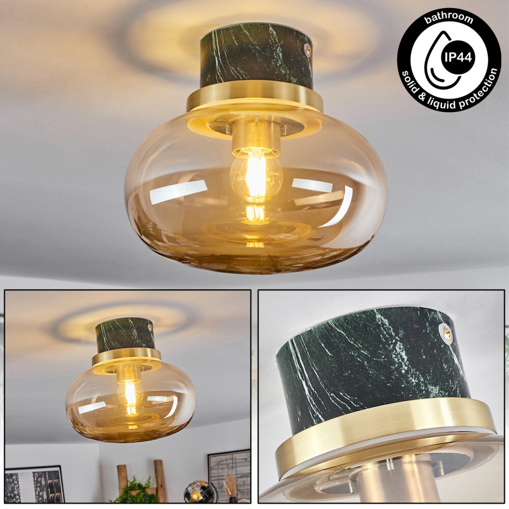 Arge Lampa Sufitowa Zielony, Wzór marmurowy, Mosiądz, Biały, 1-punktowy main product photo