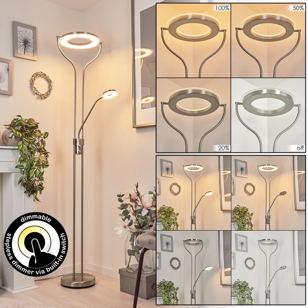 Plouescat Lampa Stojąca oświetlająca sufit LED Nikiel matowy, 2-punktowe main product photo