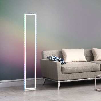 Leuchten-Direkt FELIX60 Lampa Stojąca LED Stal szczotkowana, 2-punktowe, Zdalne sterowanie, Zmieniacz kolorów