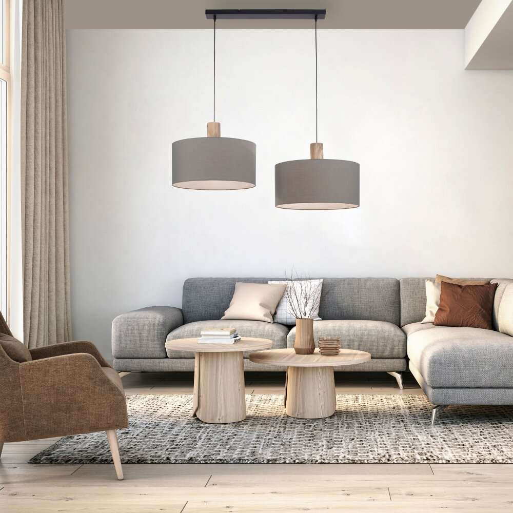 Leuchten-Direkt LINEN Lampa Wisząca Ecru, Czarny, 2-punktowe main product photo