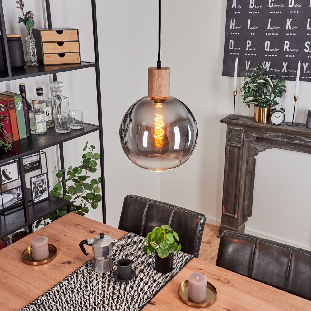 Vouhet Lampa Wisząca Brązowy, Wygląd drewna, Czarny, 1-punktowy main product photo