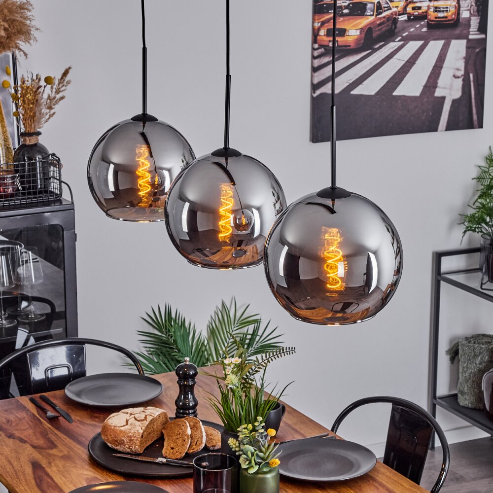 Koyoto Lampa Wisząca Szkło 25 cm Chrom, Przydymiony, 3-punktowe main product photo