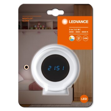 Ledvance NIGHTLUX CLOCK Zegar stołowy Biały, 1-punktowy