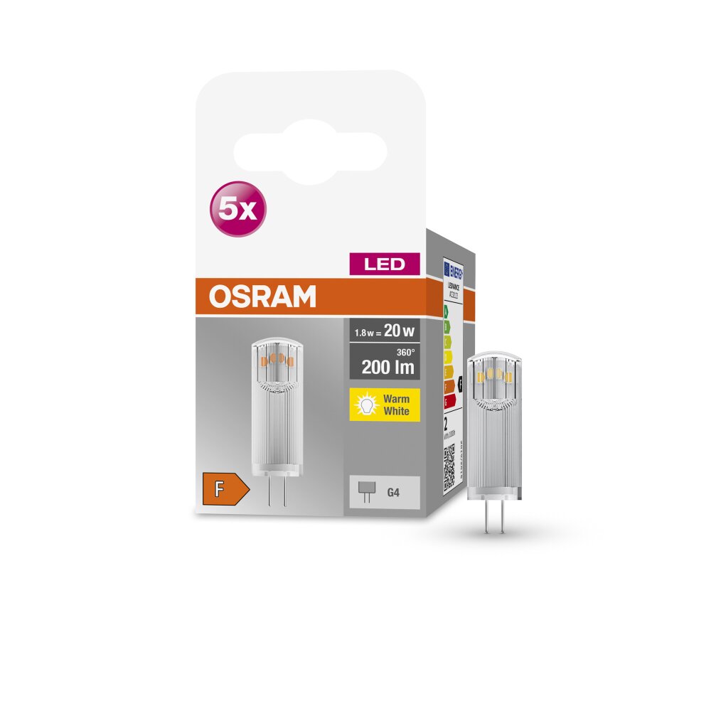 OSRAM LED BASE PIN zestaw 5 LED G4 1,8 W 2700 kelwin 200 lumenówów main product photo