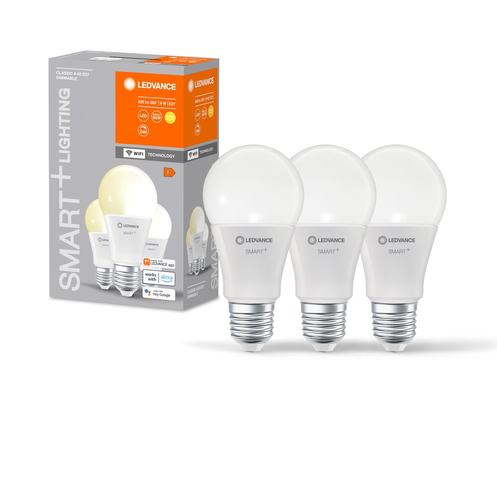 LEDVANCE SMART+ WiFi 3-częściowy zestaw LED E27 9 W 2700 kelwin 806 lumenówów main product photo