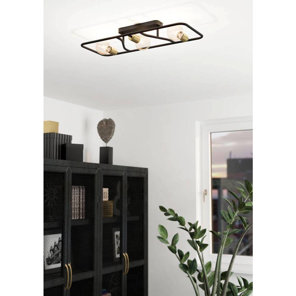 Eglo MESSINARO Lampa Sufitowa Mosiądz, Czarny, 3-punktowe main product photo