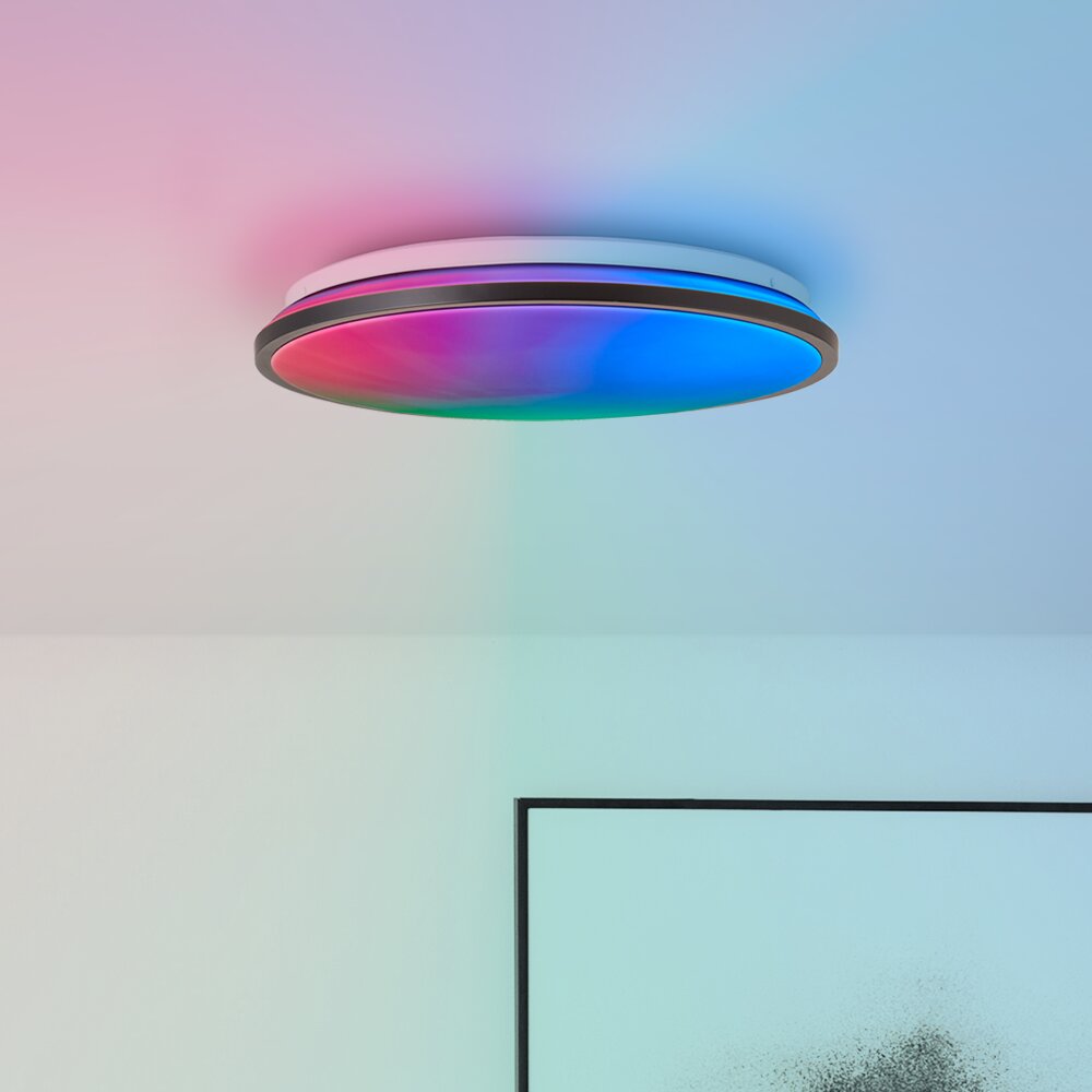 Brilliant Heida Lampa Sufitowa LED Czarny, Biały, 1-punktowy, Zdalne sterowanie, Zmieniacz kolorów main product photo