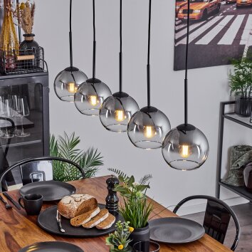 Koyoto  Lampa Wisząca Szkło 15 cm Chrom, Przezroczysty, Przydymiony, 5-punktowe