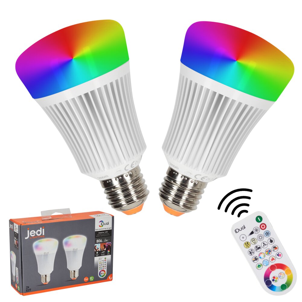Candal E27 LED RGB 11 W 2200-6500 kelwin 806 lumenów Zestaw 2 z pilotem zdalnego sterowania main product photo