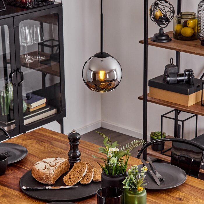 Koyoto  Lampa Wisząca Szkło 15 cm Chrom, Przydymiony, 1-punktowy