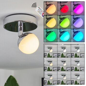 iDual Olivine Lampa Sufitowa LED Chrom, 1-punktowy, Zdalne sterowanie, Zmieniacz kolorów