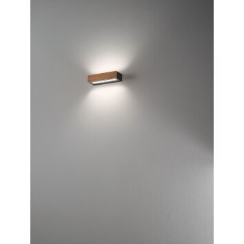 Fabas Luce Hazel Lampa ścienna LED Ciemne drewno, Czarny, 1-punktowy