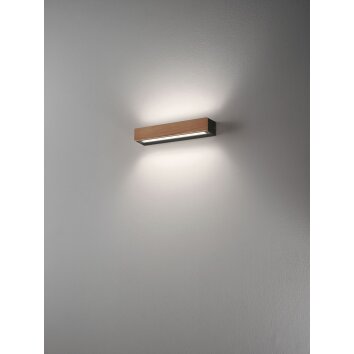 Fabas Luce Hazel Lampa ścienna LED Ciemne drewno, Czarny, 1-punktowy