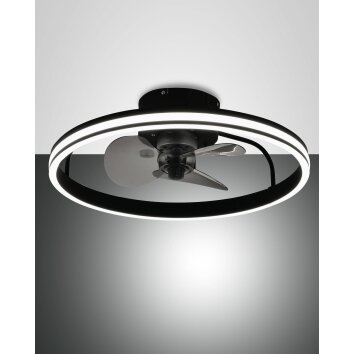 Fabas Luce Relais wentylator sufitowy LED Czarny, 1-punktowy