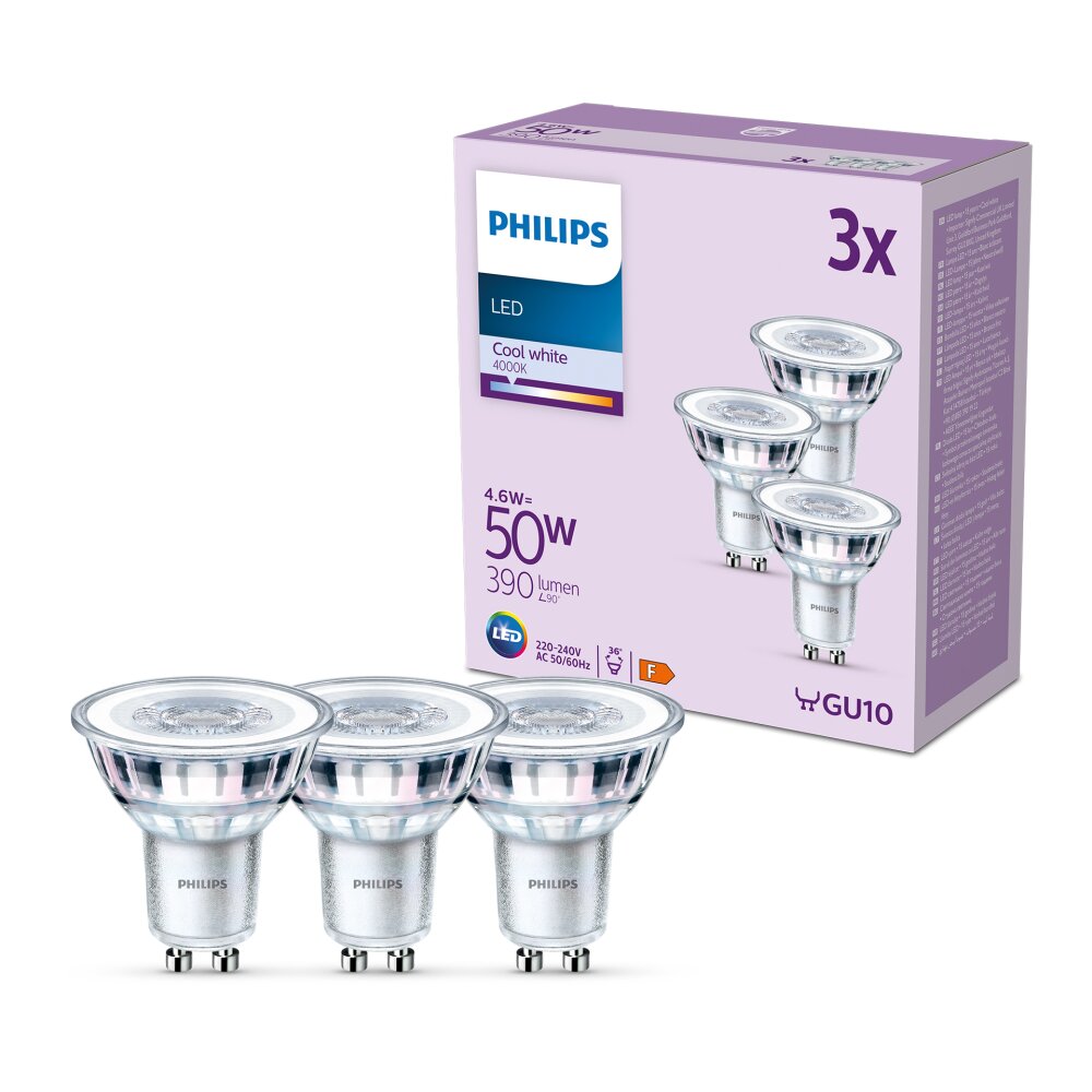 Philips Classic Zestaw 3 lamp LED GU10 4,6 W 4000 kelwin 390 lumenów main product photo