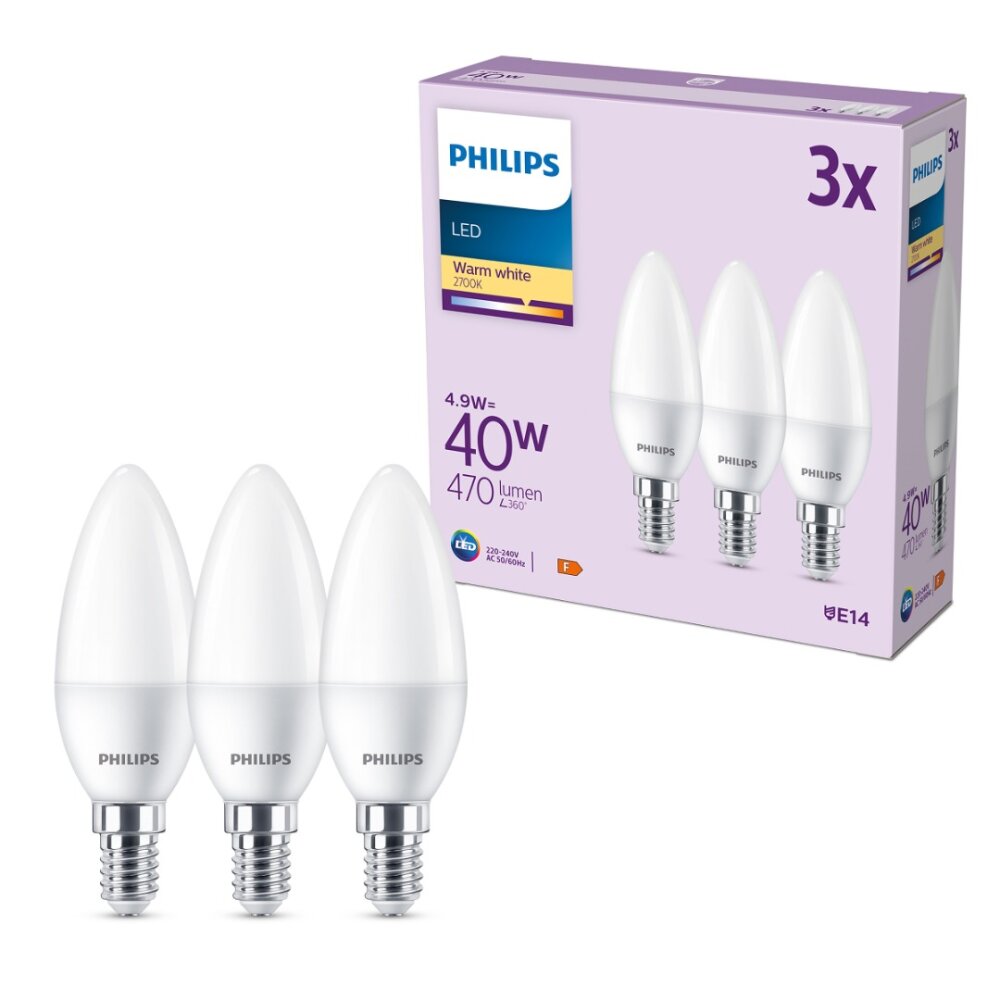 Philips Classic Zestaw 3 lamp LED E14 4,9 W 2700 kelwin 470 lumenówów main product photo