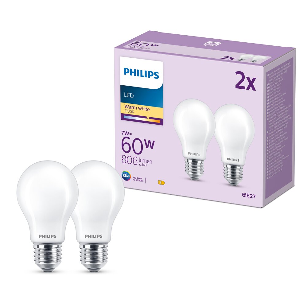 Philips Classic Zestaw 2 lamp LED E27 7 W 2700 kelwin 806 lumenówów main product photo