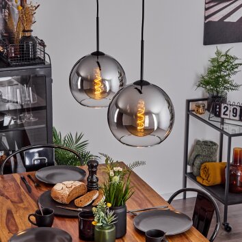Koyoto Lampa Wisząca Szkło 25 cm Chrom, Przezroczysty, Przydymiony, 2-punktowe Koyoto Lampa Wisząca Szkło 25 cm Chrom, Przezroczysty, Przydymiony, 2-punktowe