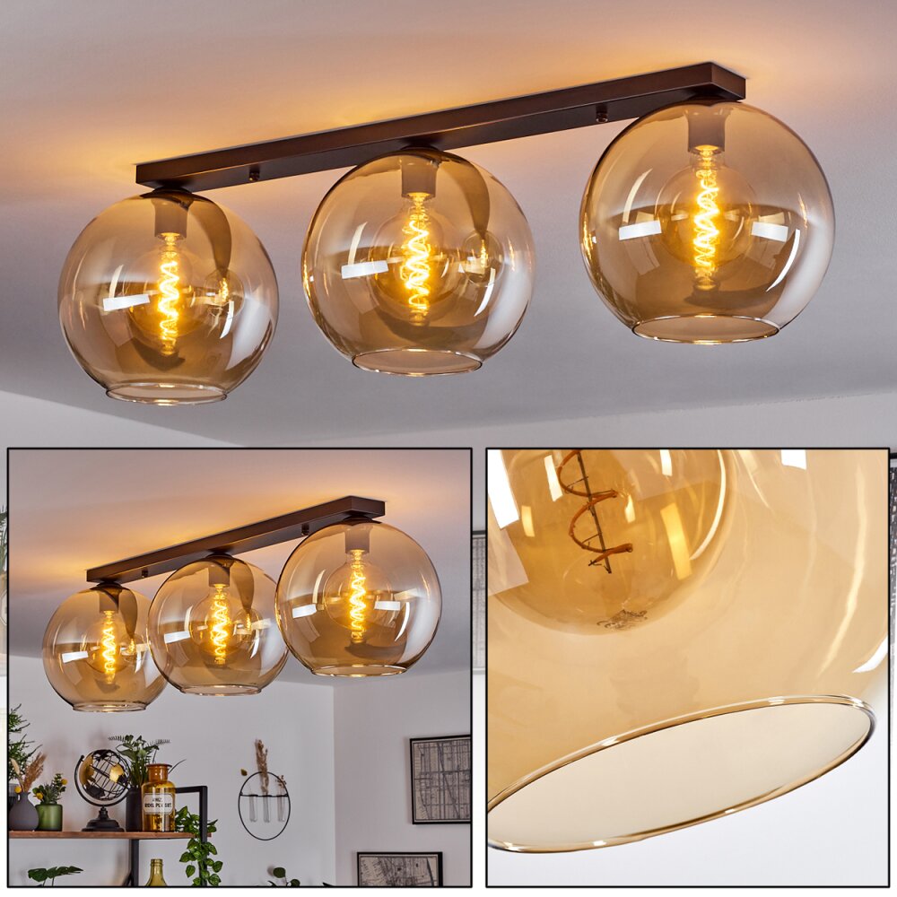 Koyoto Lampa Sufitowa Szkło 30 cm W kolorze bursztynu, 3-punktowe main product photo