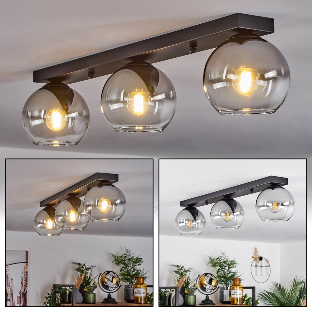 Koyoto Lampa Wisząca Szkło 15 cm Chrom, Przezroczysty, Przydymiony, 3-punktowe main product photo