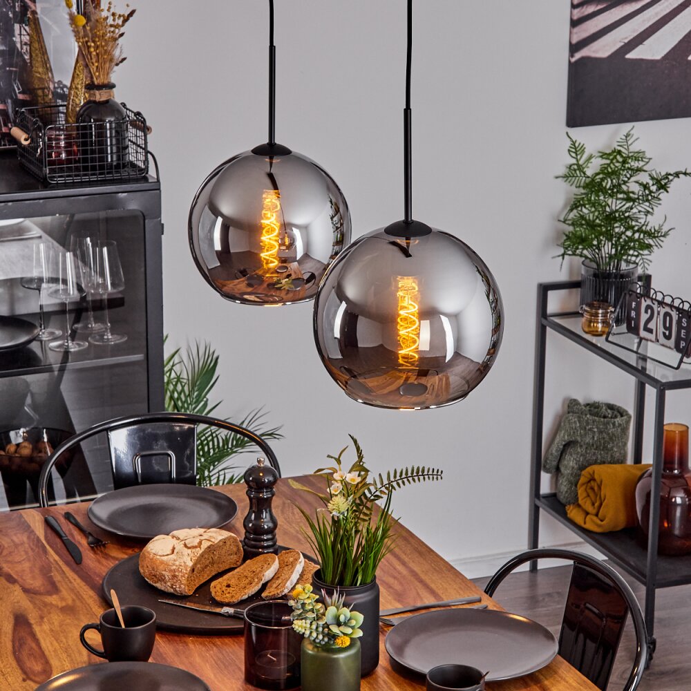 Koyoto Lampa Wisząca Szkło 25 cm Chrom, Przydymiony, 2-punktowe main product photo