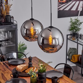 Koyoto  Lampa Wisząca Szkło 30 cm Chrom, Przydymiony, 2-punktowe Koyoto  Lampa Wisząca Szkło 30 cm Chrom, Przydymiony, 2-punktowe