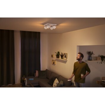 Philips Hue Buckram Lampa Sufitowa LED Biały, 4-punktowe, Zdalne sterowanie