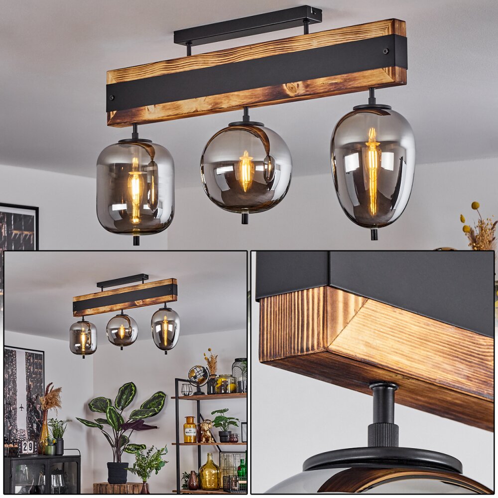 Pedreles Lampa Sufitowa Ecru, Czarny, 3-punktowe main product photo