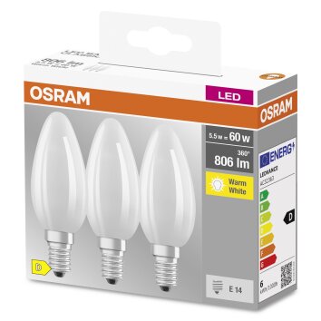 OSRAM CLASSIC B Zestaw 3 lamp LED E14 5,5 W 2700 kelwin 806 lumenówów