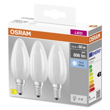 OSRAM CLASSIC B Zestaw 3 lamp LED E14 5,5 W 4000 kelwin 806 lumenówów