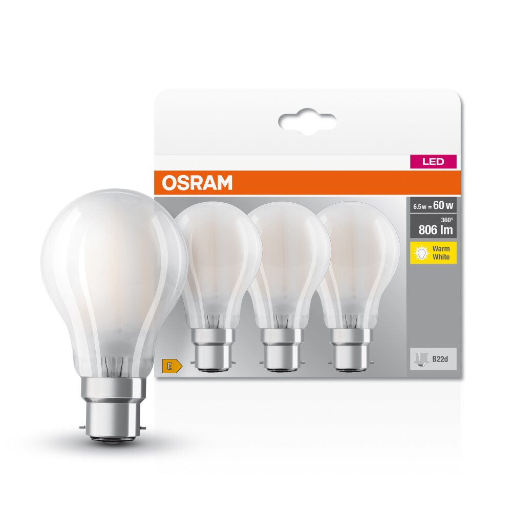 OSRAM CLASSIC A Zestaw 3 lamp LED B22d 6,5 W 2700 kelwin 806 lumenówów main product photo
