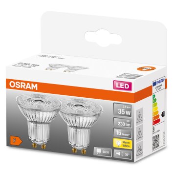 OSRAM LED STAR Zestaw 2 lamp GU10 2,6 W 2700 kelwin 230 lumenówów