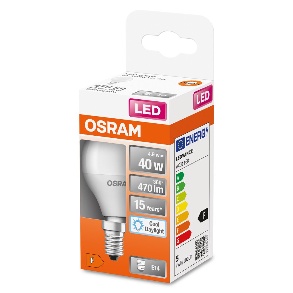 OSRAM LED STAR E14 4,9 W 6500 kelwin 470 lumenówów main product photo