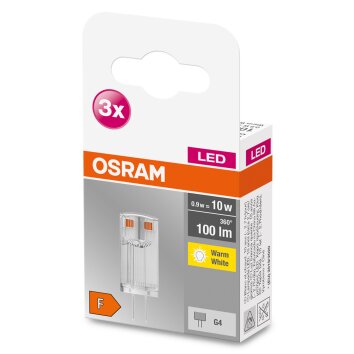OSRAM LED BASE PIN Zestaw 3 żarówek G4 0,9 W 2700 kelwin 100 lumenówów
