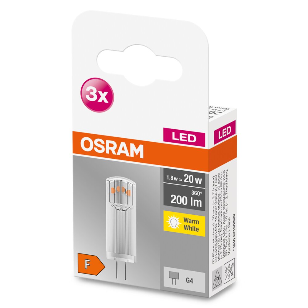 OSRAM LED BASE PIN Zestaw 3 lamp G4 1,8 W 2700 kelwin 200 lumenówów main product photo