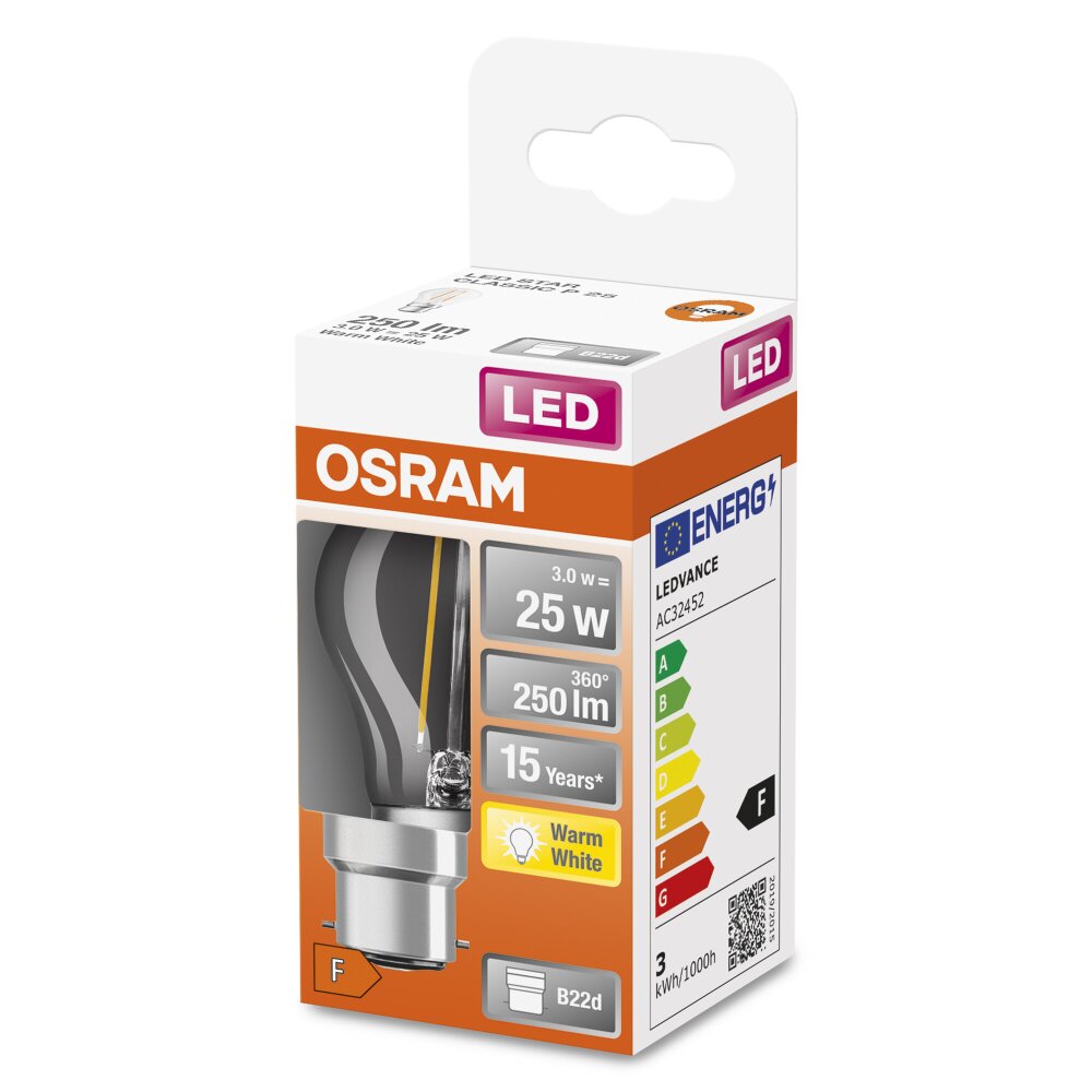 OSRAM LED Retrofit B22d 2,5 W 2700 kelwin 250 lumenówów main product photo