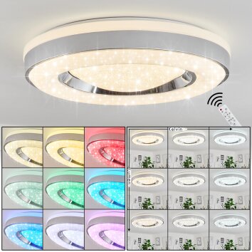 Cancinos Lampa Sufitowa LED Srebrny, Biały, 2-punktowe, Zdalne sterowanie, Zmieniacz kolorów