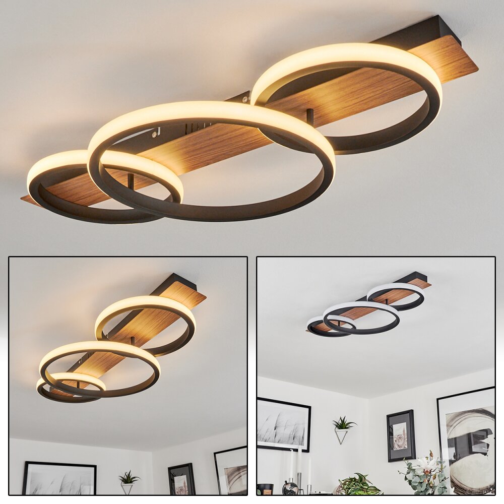 Canhestros Lampa Sufitowa LED Brązowy, Wygląd drewna, Czarny, 1-punktowy main product photo