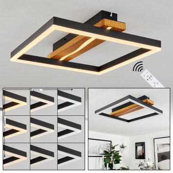 Angtasom Lampa Sufitowa LED Wygląd drewna, Czarny, Biały, 1-punktowy, Zdalne sterowanie