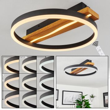 Angtasom Lampa Sufitowa LED Brązowy, Wygląd drewna, Czarny, 1-punktowy, Zdalne sterowanie