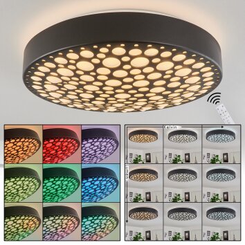 Agodim Lampa Sufitowa LED Czarny, Biały, 1-punktowy, Zdalne sterowanie, Zmieniacz kolorów