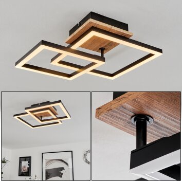 Walschbronn Lampa Sufitowa LED Brązowy, Wygląd drewna, Czarny, 1-punktowy