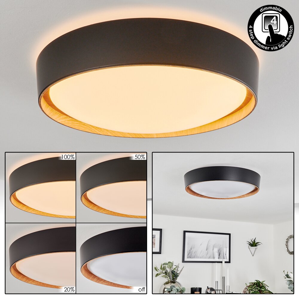 Louea Lampa Sufitowa LED Brązowy, Wygląd drewna, Czarny, 1-punktowy main product photo