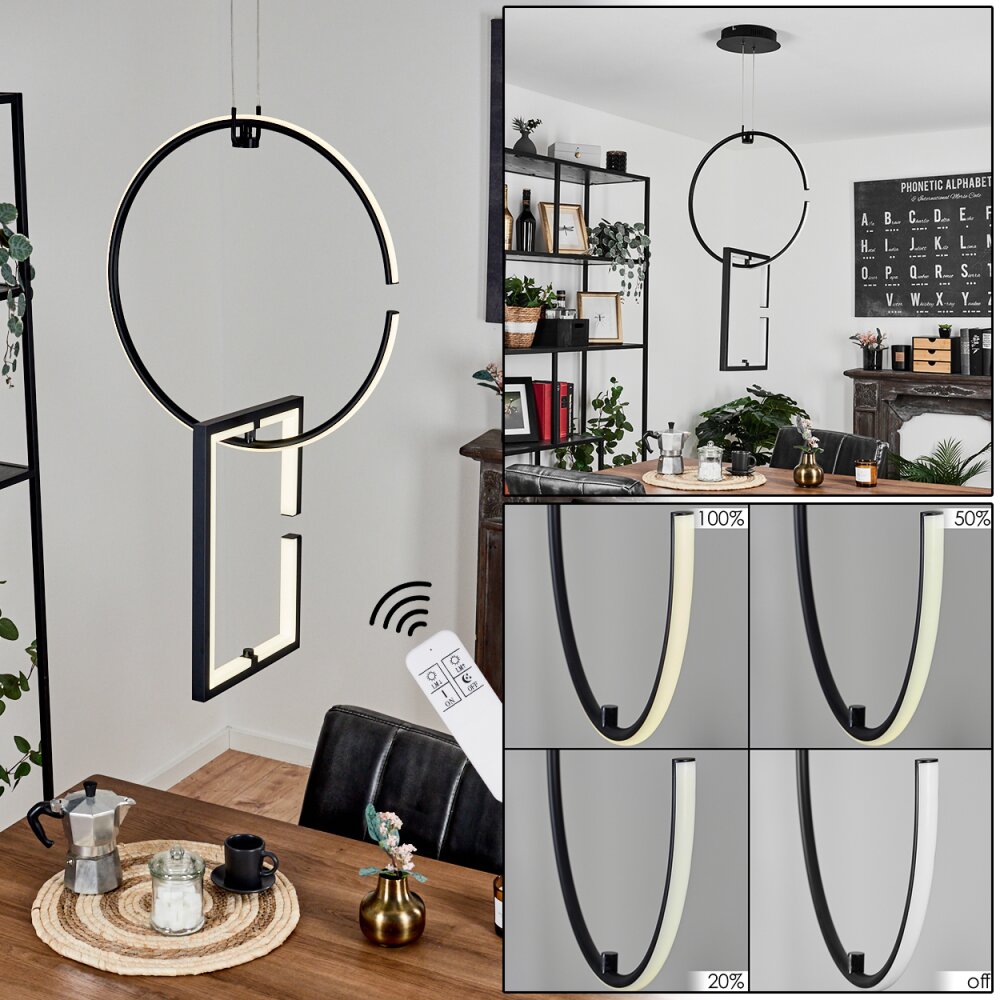 Chlak Lampa Wisząca LED Czarny, 2-punktowe, Zdalne sterowanie main product photo