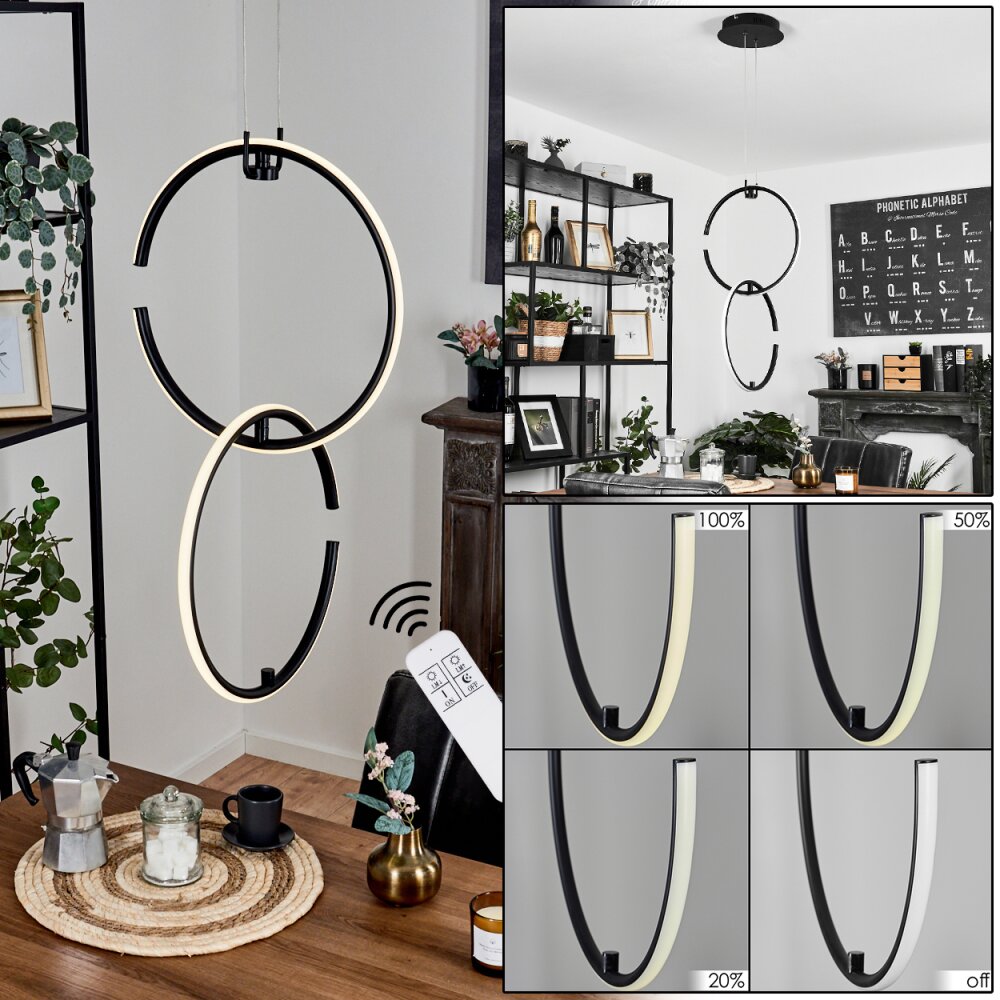 Chlak Lampa Wisząca LED Czarny, 2-punktowe, Zdalne sterowanie main product photo