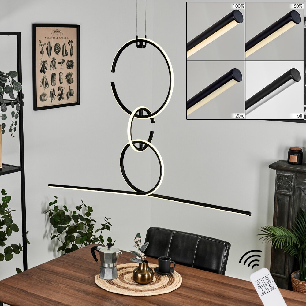 Chlak Lampa Wisząca LED Czarny, 3-punktowe, Zdalne sterowanie main product photo
