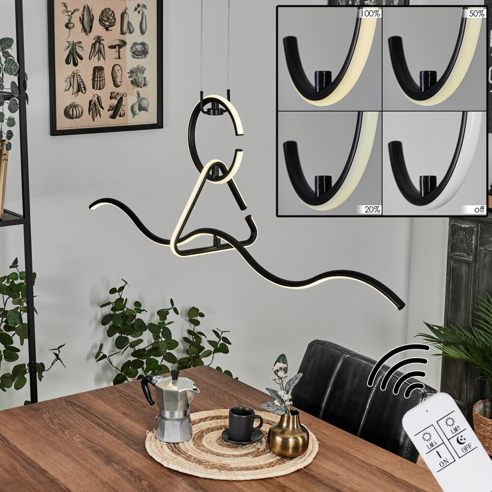 Chlak Lampa Wisząca LED Czarny, 3-punktowe, Zdalne sterowanie main product photo