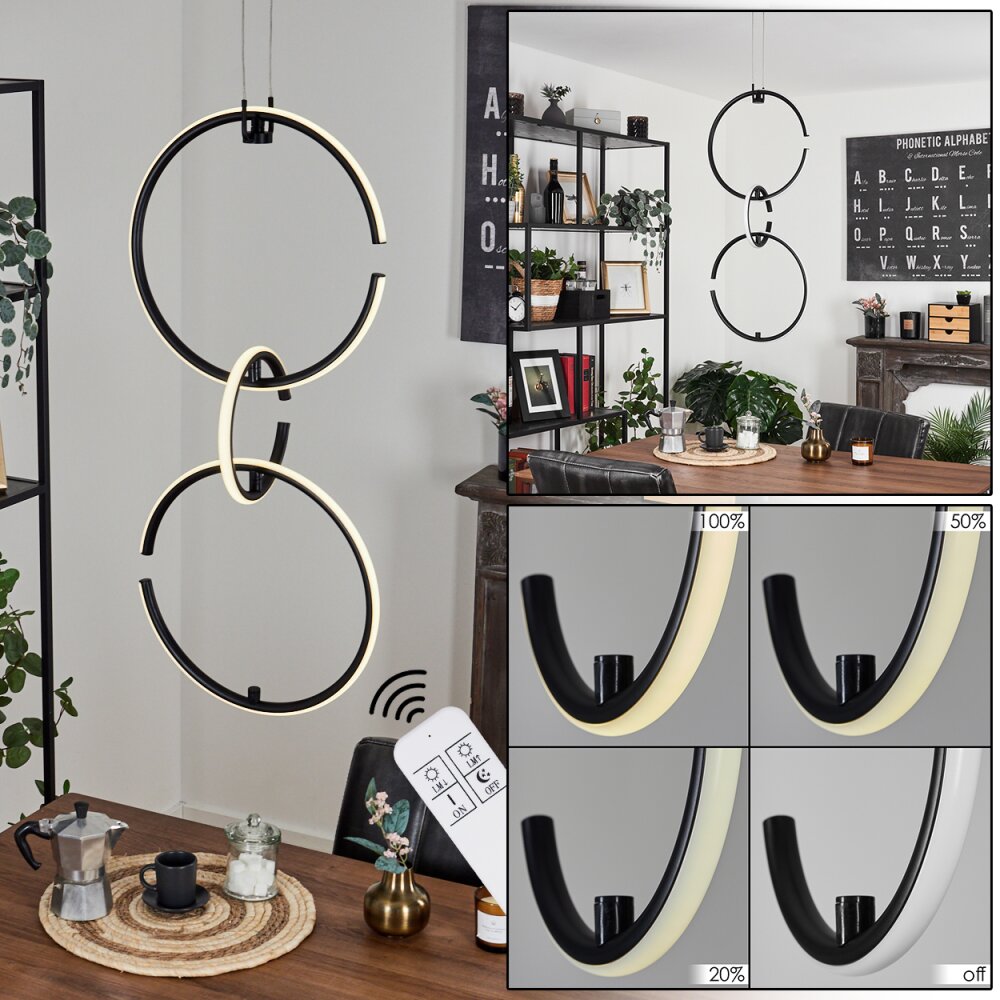 Chlak Lampa Wisząca LED Czarny, 3-punktowe, Zdalne sterowanie main product photo
